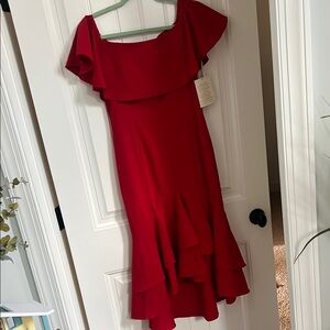 Elegant Red Off-Shoulder Dress